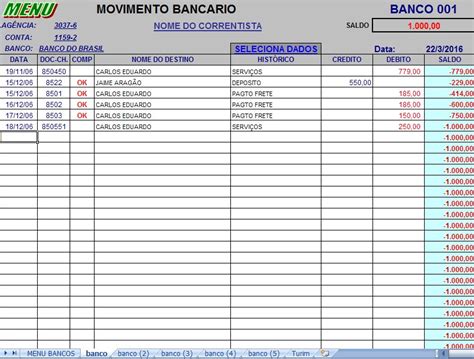 Banca Folha De Excel