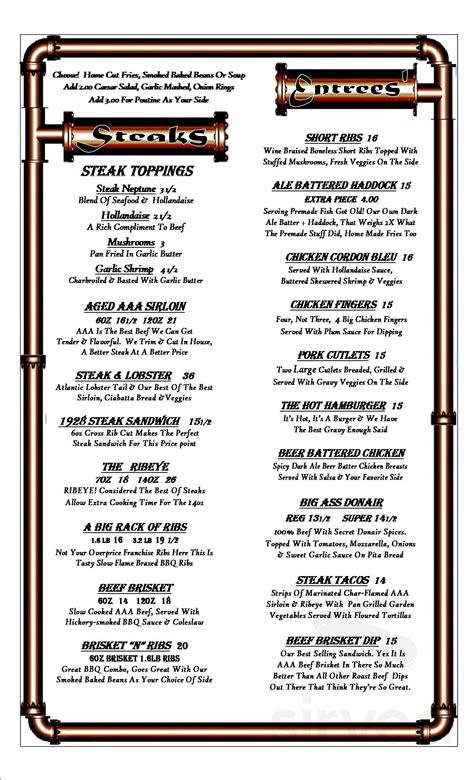 Camrose Resort Casino Menu