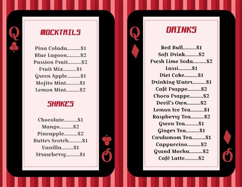 Casino Bar Bodega Menu