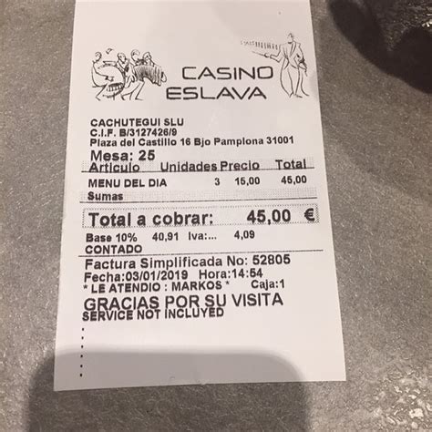 Casino Eslava Menu