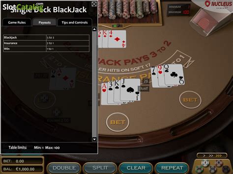 Slot Single Deck Blackjack Nucleus Gaming